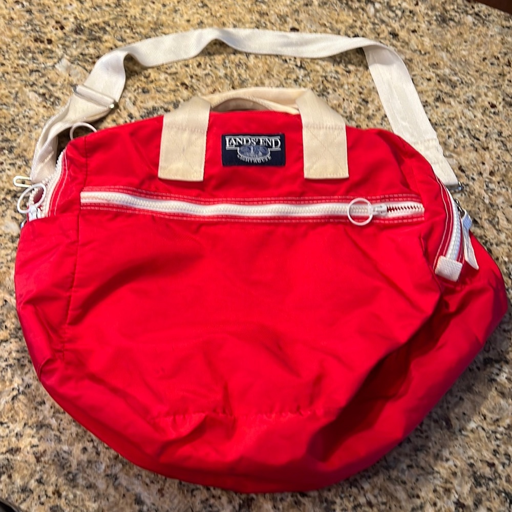 LAND’S END Sturdy Nylon Zipper Bag | Pockets front, back, side | Strong hardware